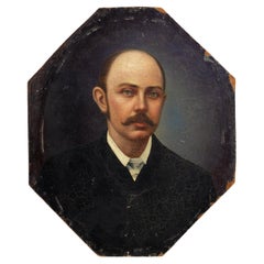 Portrait à l'huile d'un gentleman belge Début du 20e siècle