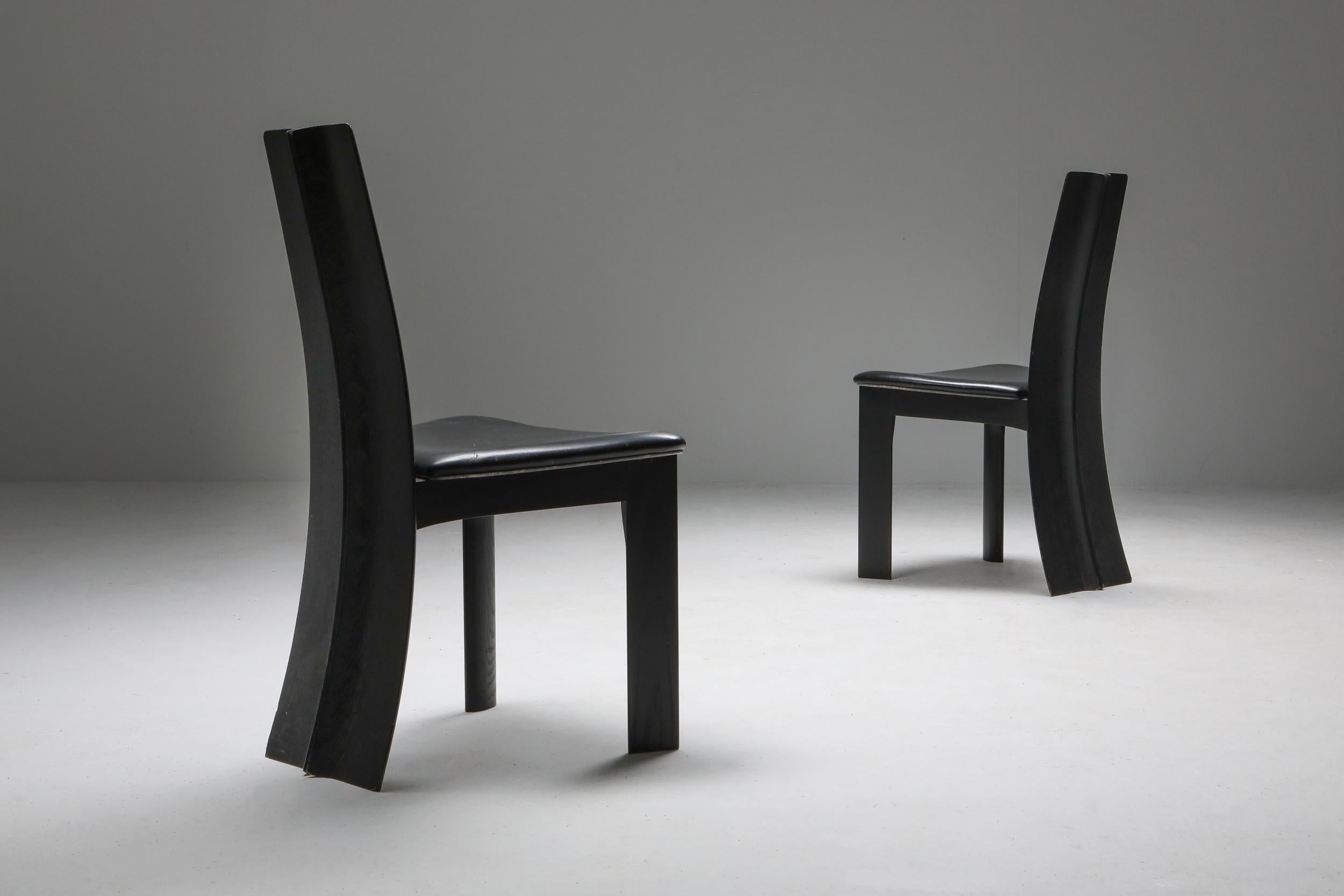 Belgian Postmodern Ebonized Oak Chairs by Van den Berghe-Pauvers, 1980s 1