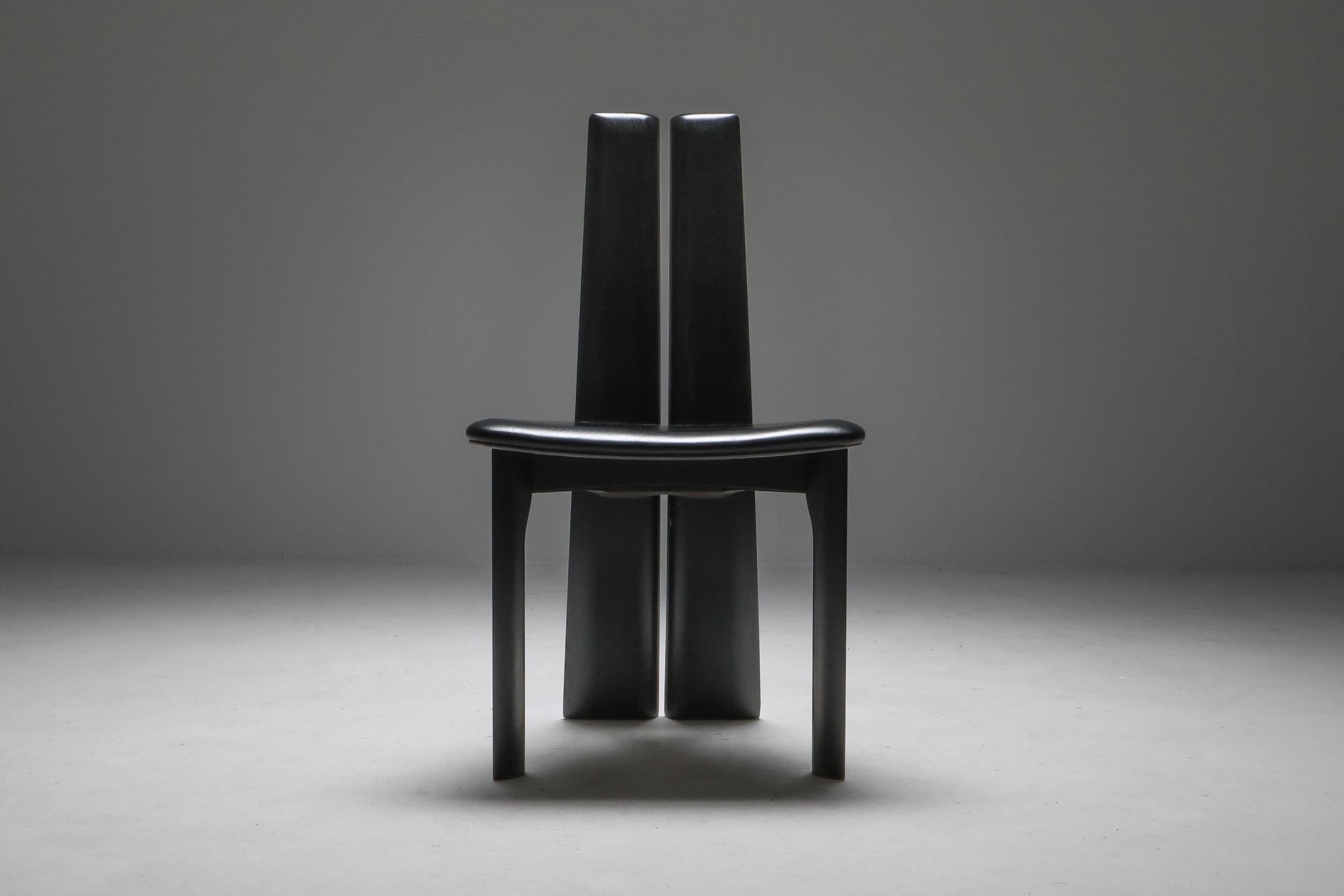 Belgian Postmodern Ebonized Oak Chairs by Van den Berghe-Pauvers, 1980s 2