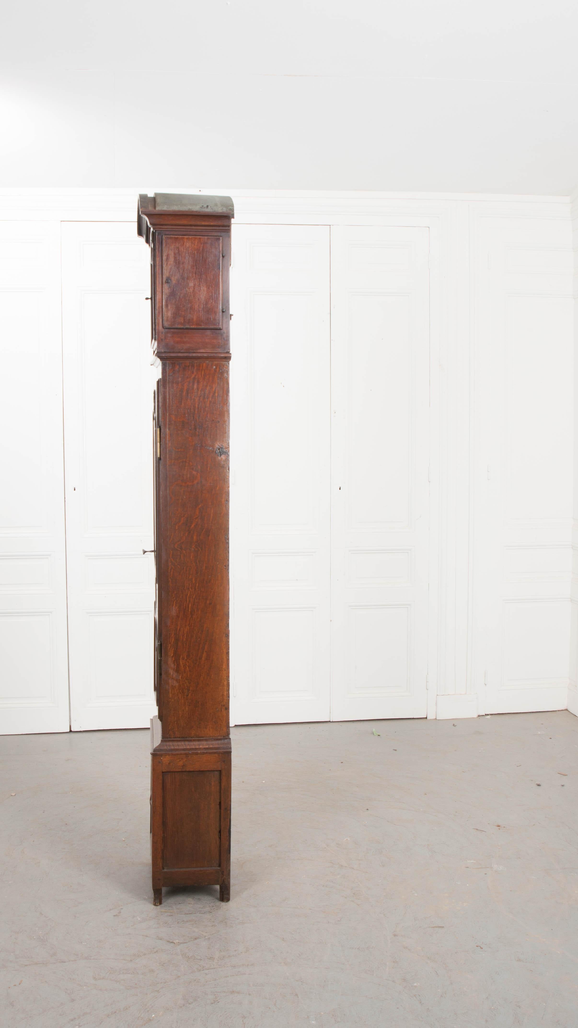 French Provincial Belgian Provincial Late 18th-Early 19th Century Oak Tall Case Clock
