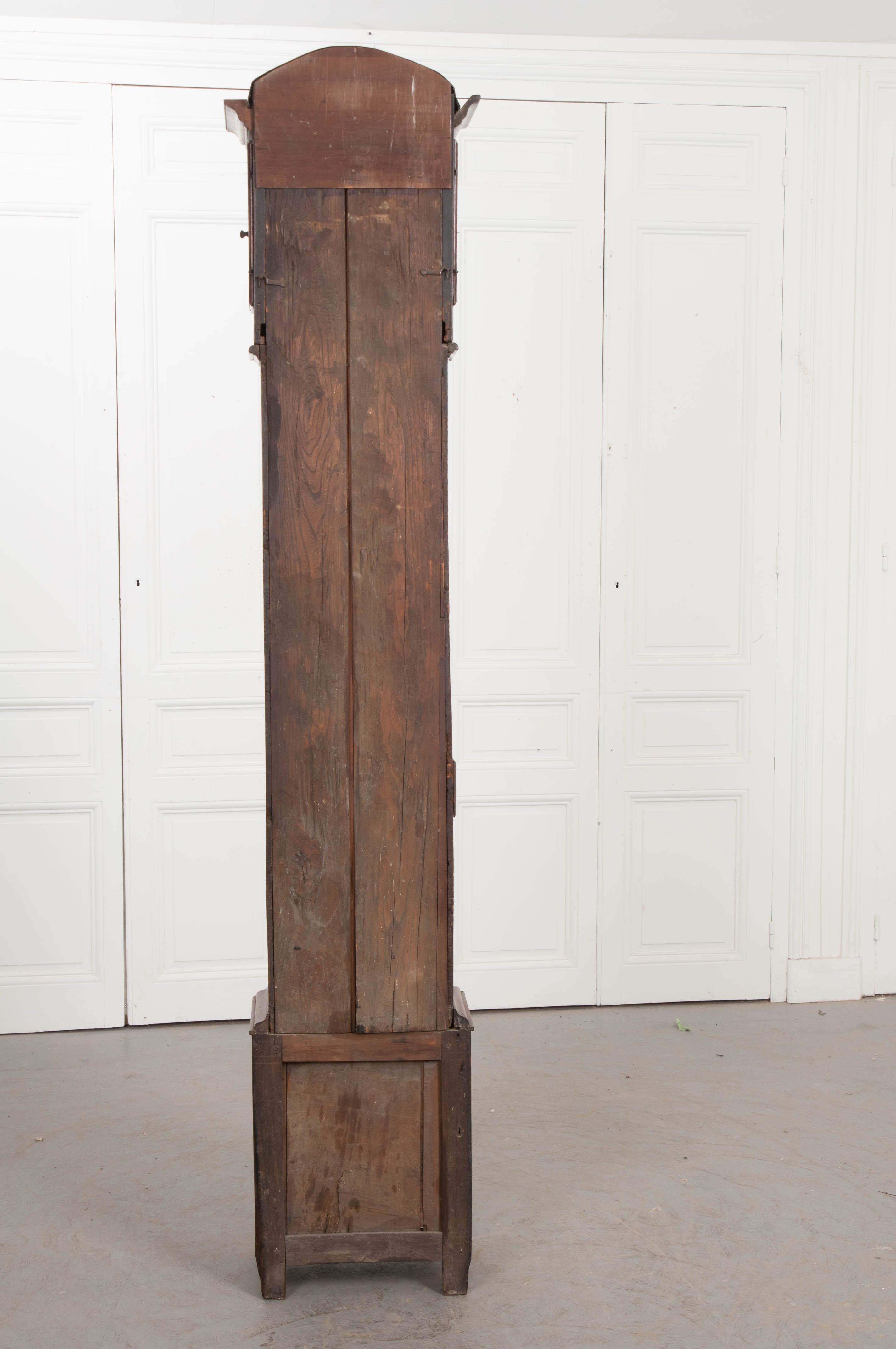 18th Century Belgian Provincial Late 18th-Early 19th Century Oak Tall Case Clock