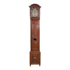 Antique Belgian Provincial Late 18th-Early 19th Century Oak Tall Case Clock