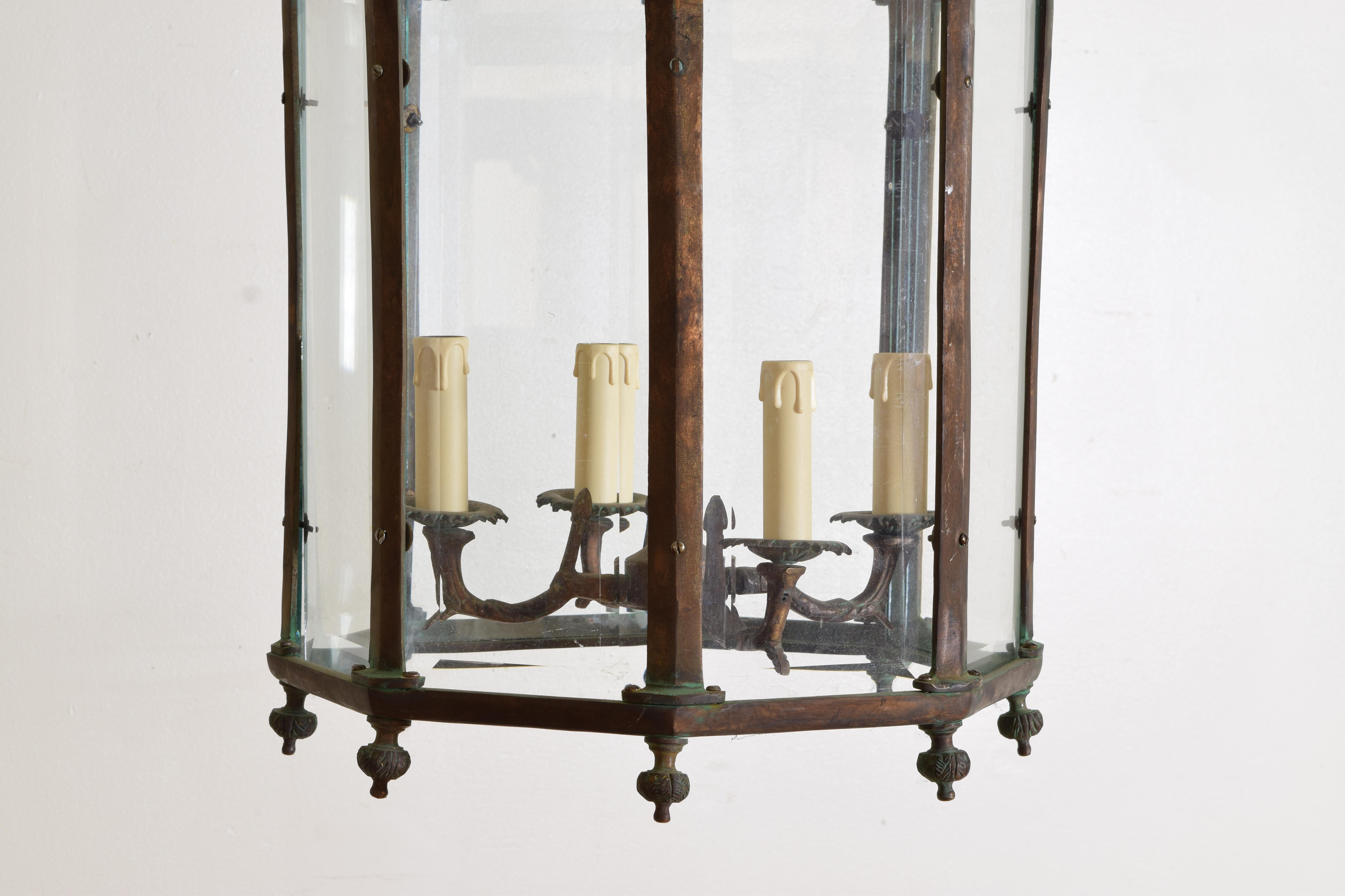 Belgian Rococo Style Brass & Copper Octagonal Lantern, 19th/20th century For Sale 2