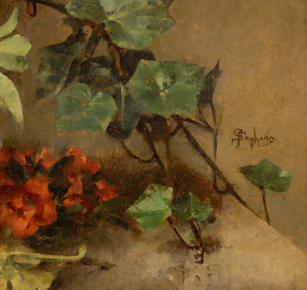 Late 19th Century Belgian School, Oil on Canvas Representing Flowers in a White Vase