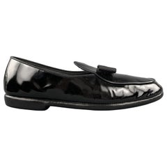 BELGIAN SHOES Size 8 Black Patent Leather Slip On Loafers