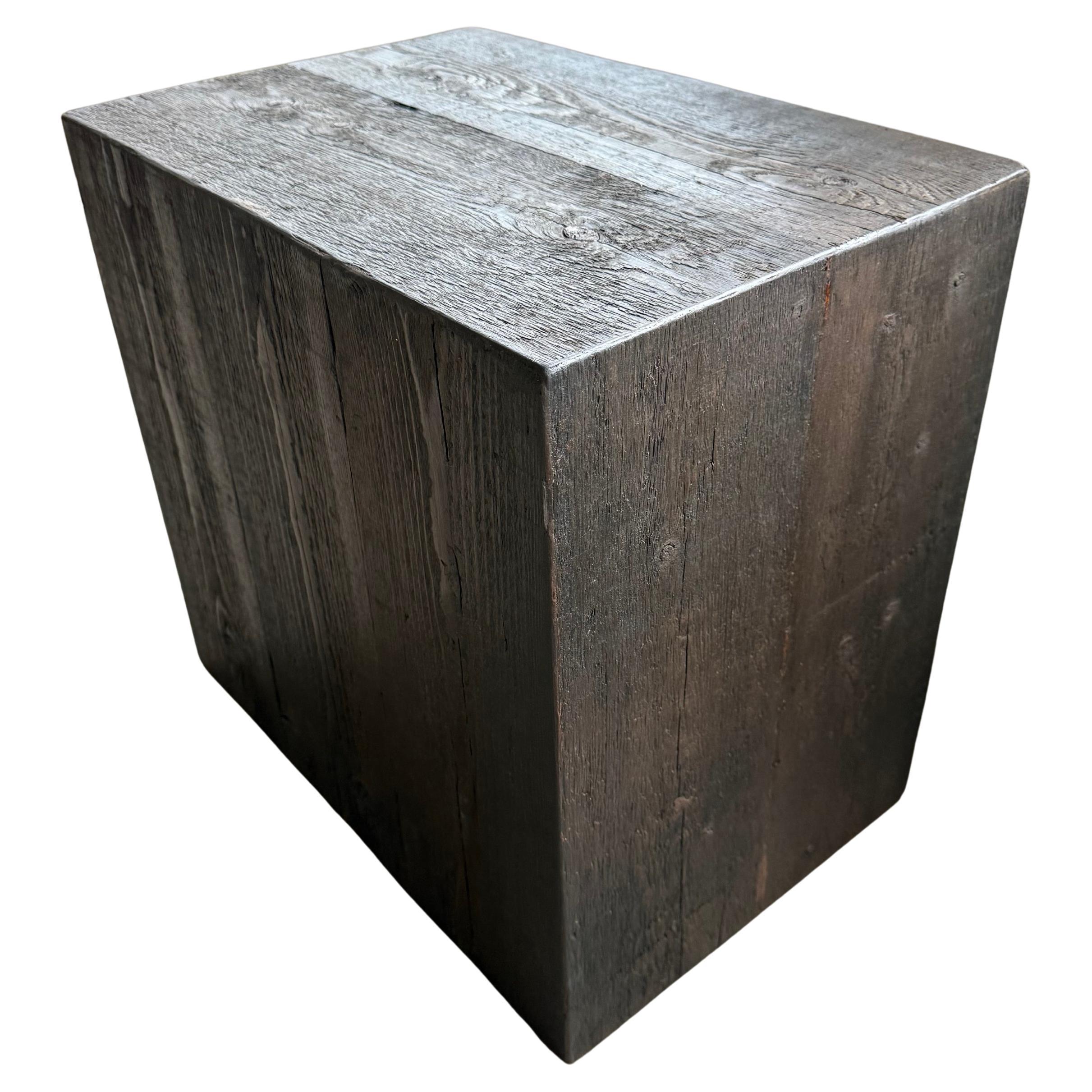 Handmade Belgian Side Table in Old Larch Wood For Sale