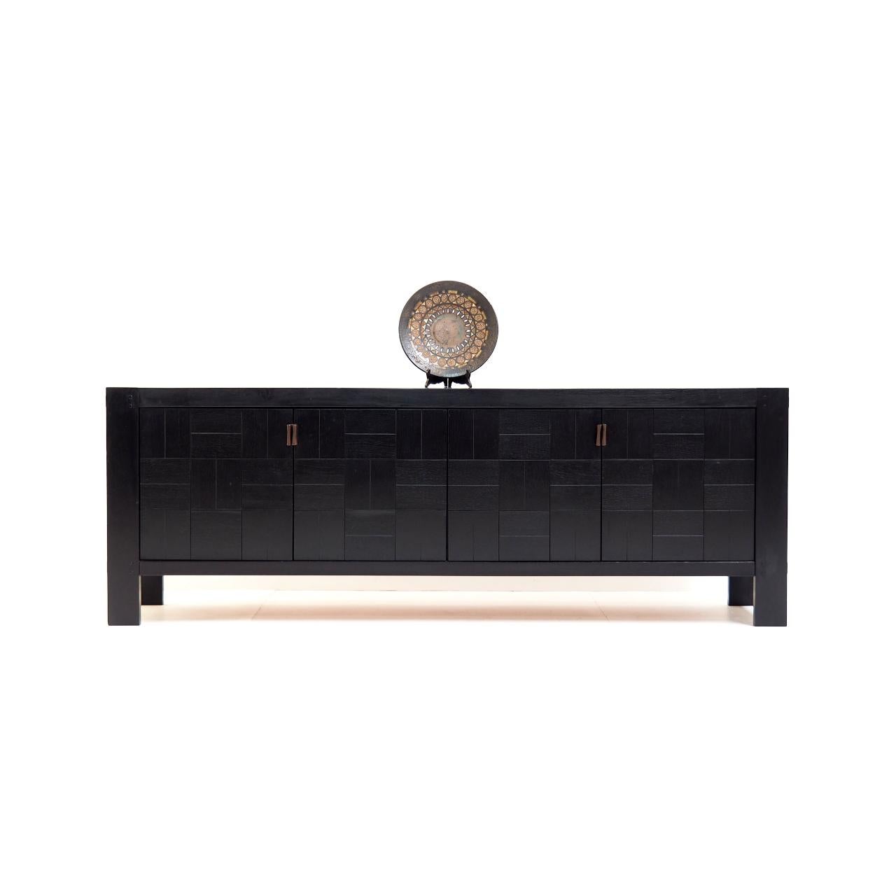 Belgian Sideboard in Black Ebonized Oak Designed by Frans Defour 1