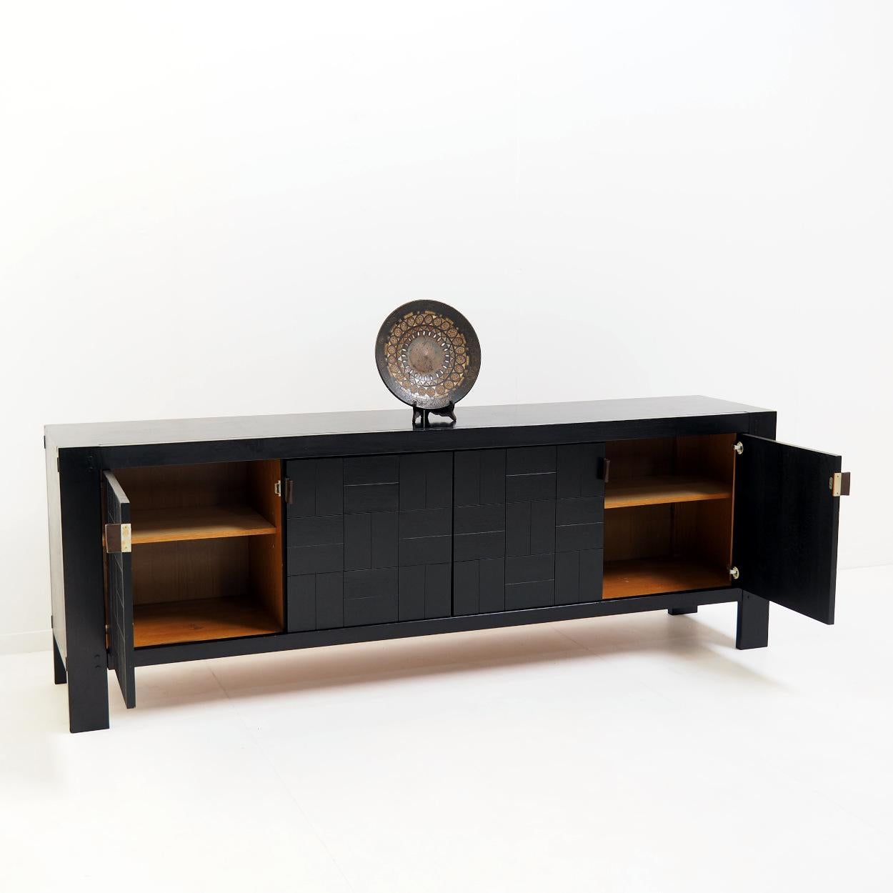 Belgian Sideboard in Black Ebonized Oak Designed by Frans Defour 2