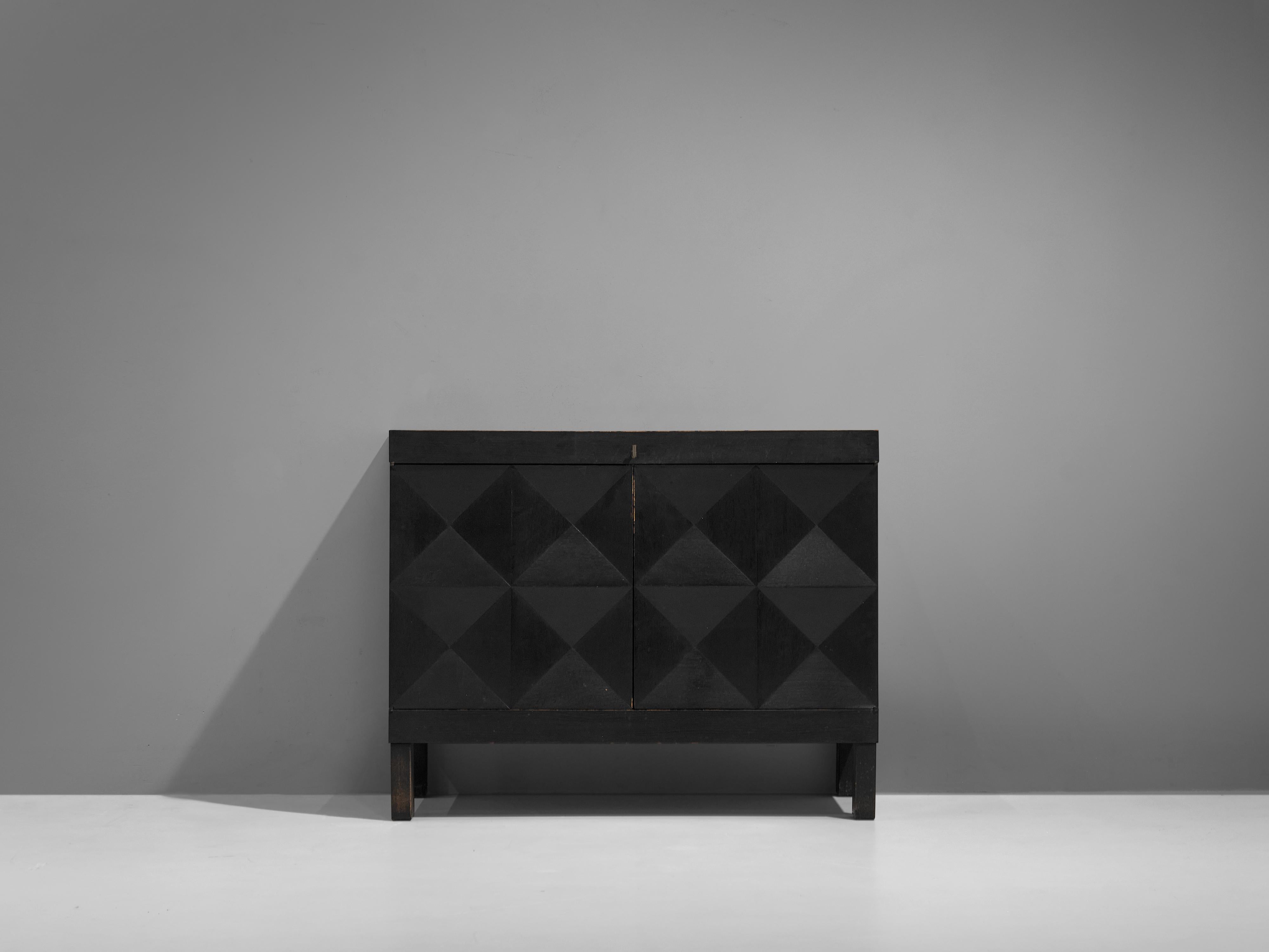 Belgian Sideboard in Black Stained Oak with Graphical Doors 5