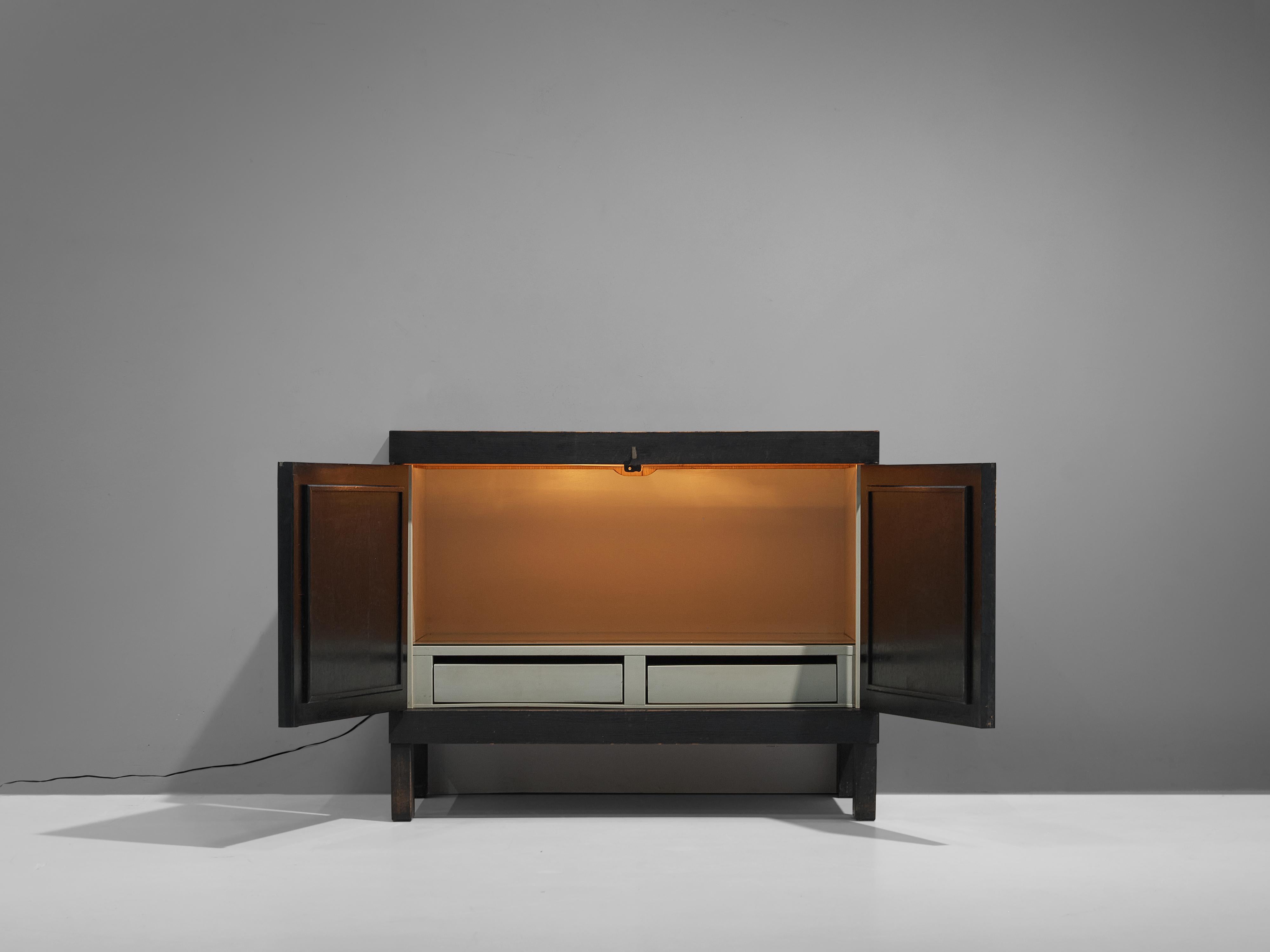 Belgian Sideboard in Black Stained Oak with Graphical Doors 1