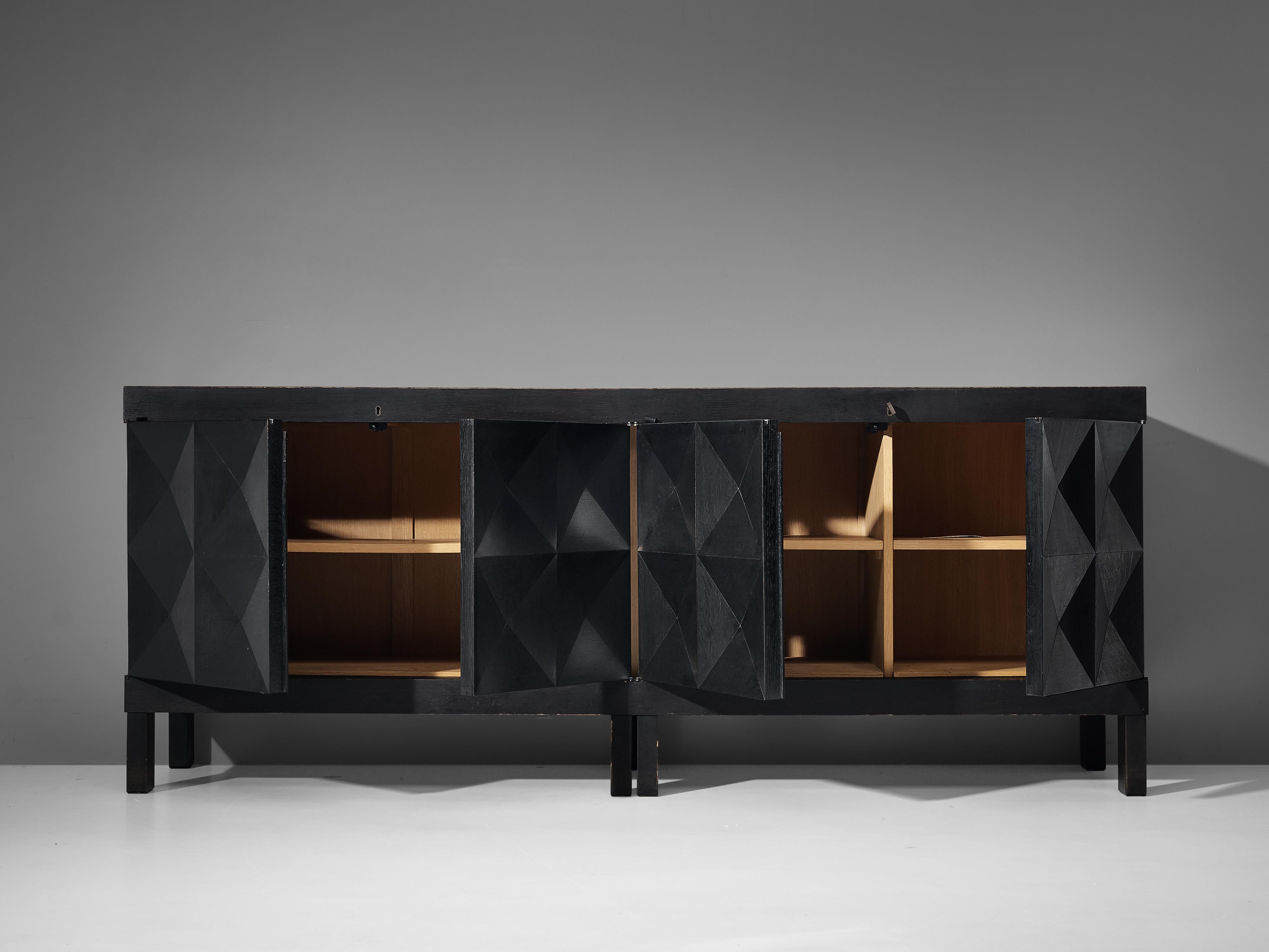 Belgian Sideboard in Black Stained Oak with Graphical Doors 3