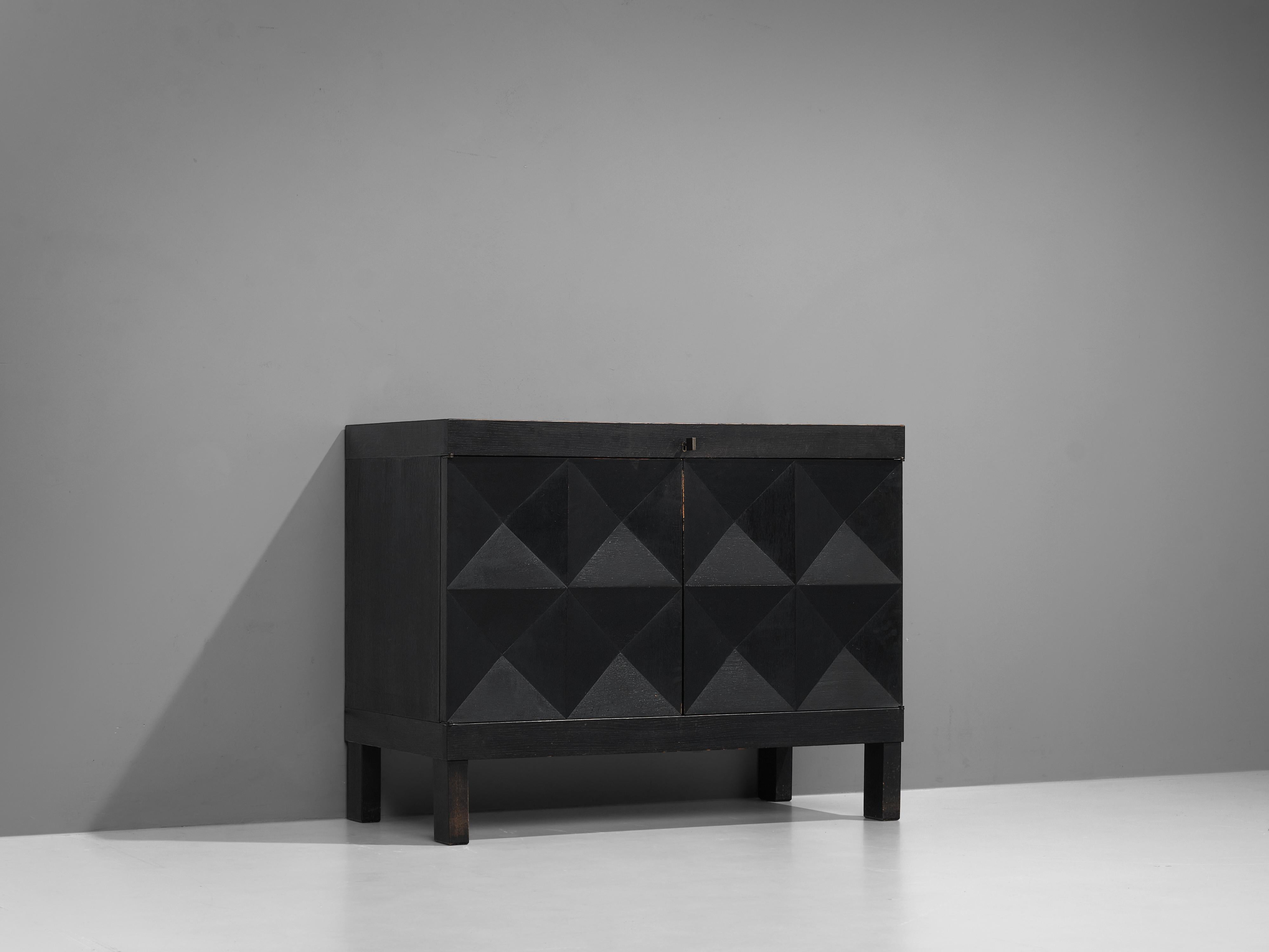 Belgian Sideboard in Black Stained Oak with Graphical Doors 3