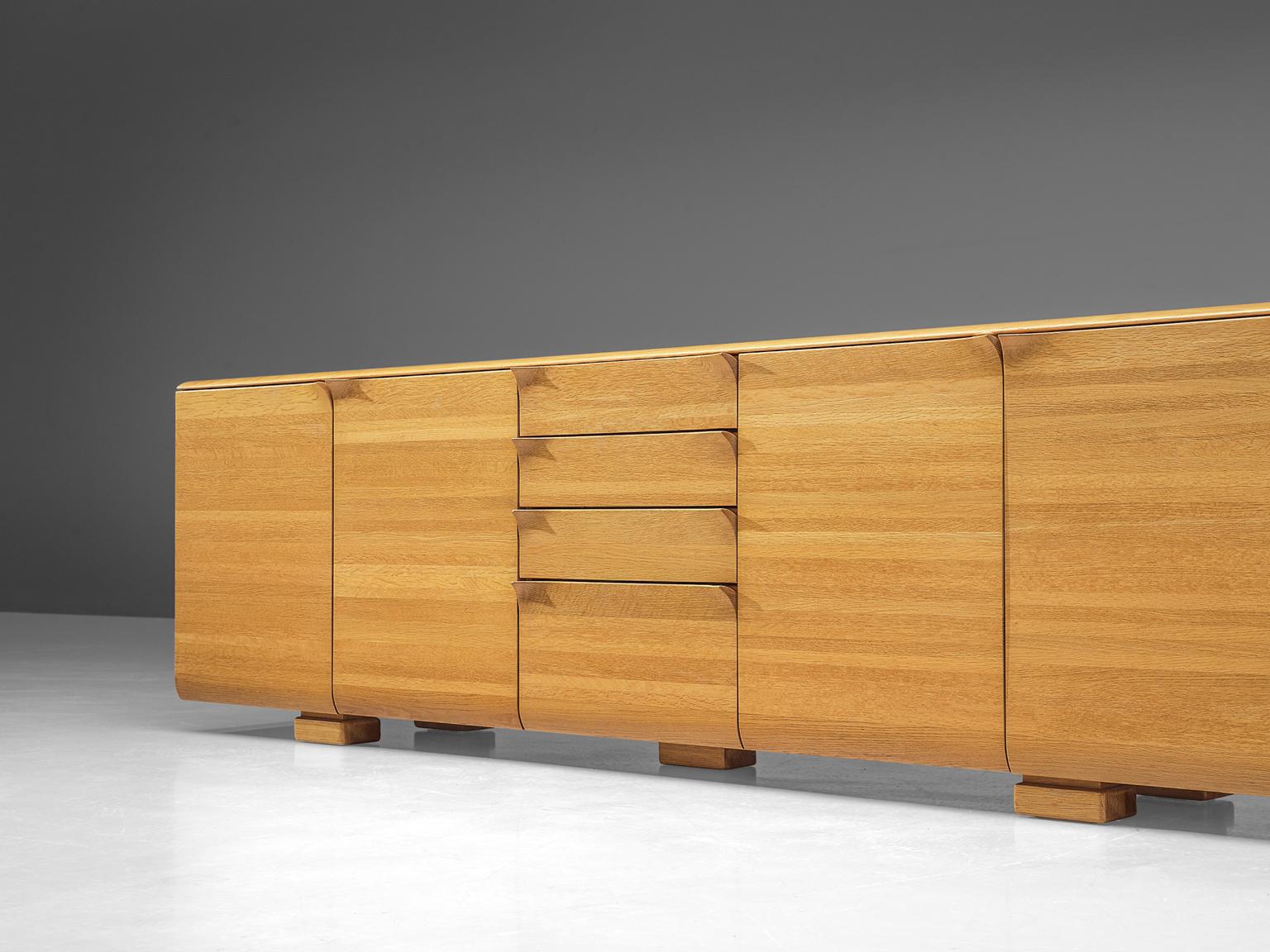 Late 20th Century Belgian Sideboard with Folded Handles in Elm