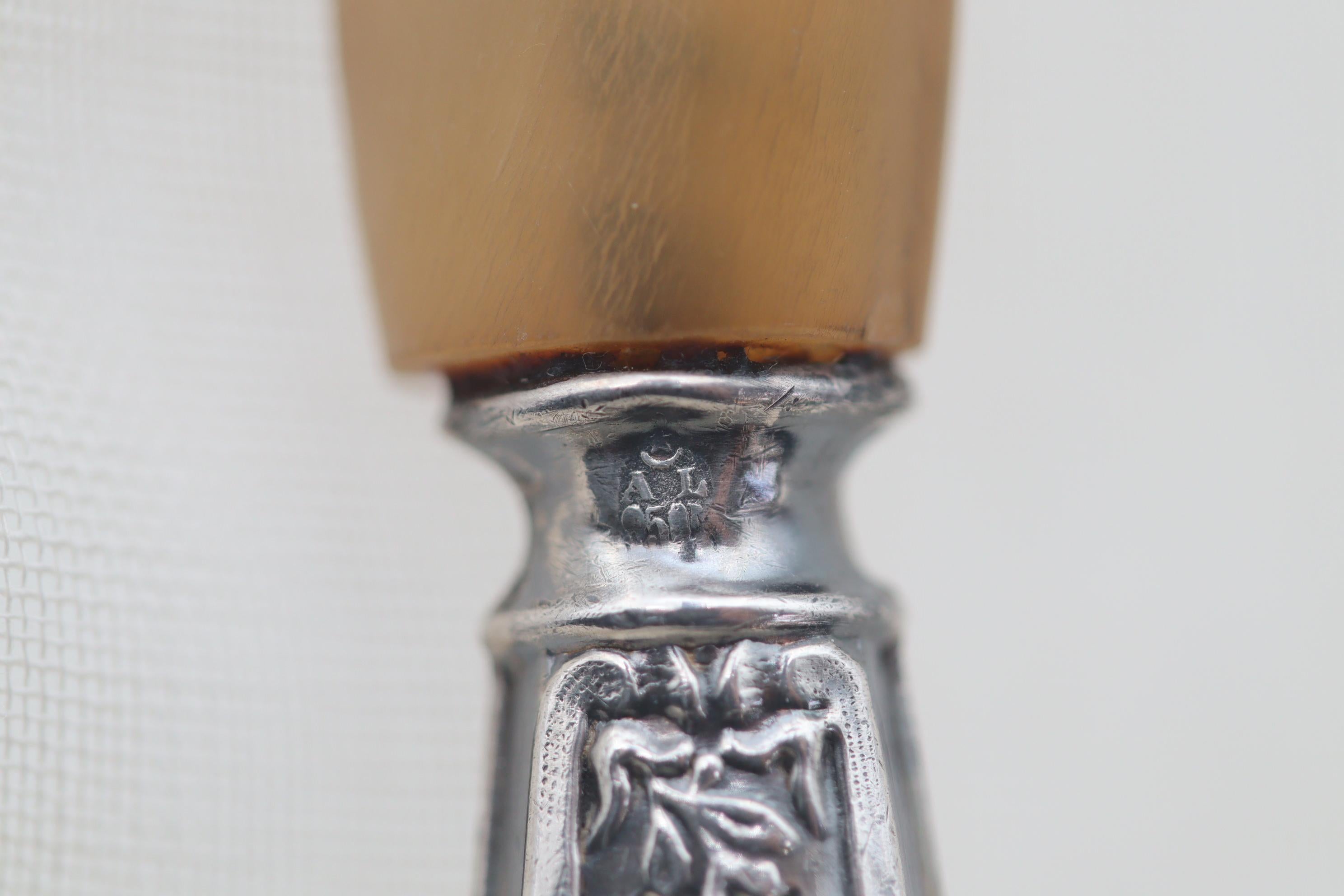 Belgian silver and horn salad servers In Good Condition For Sale In East Geelong, VIC