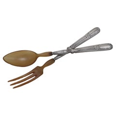 Belgian silver and horn salad servers