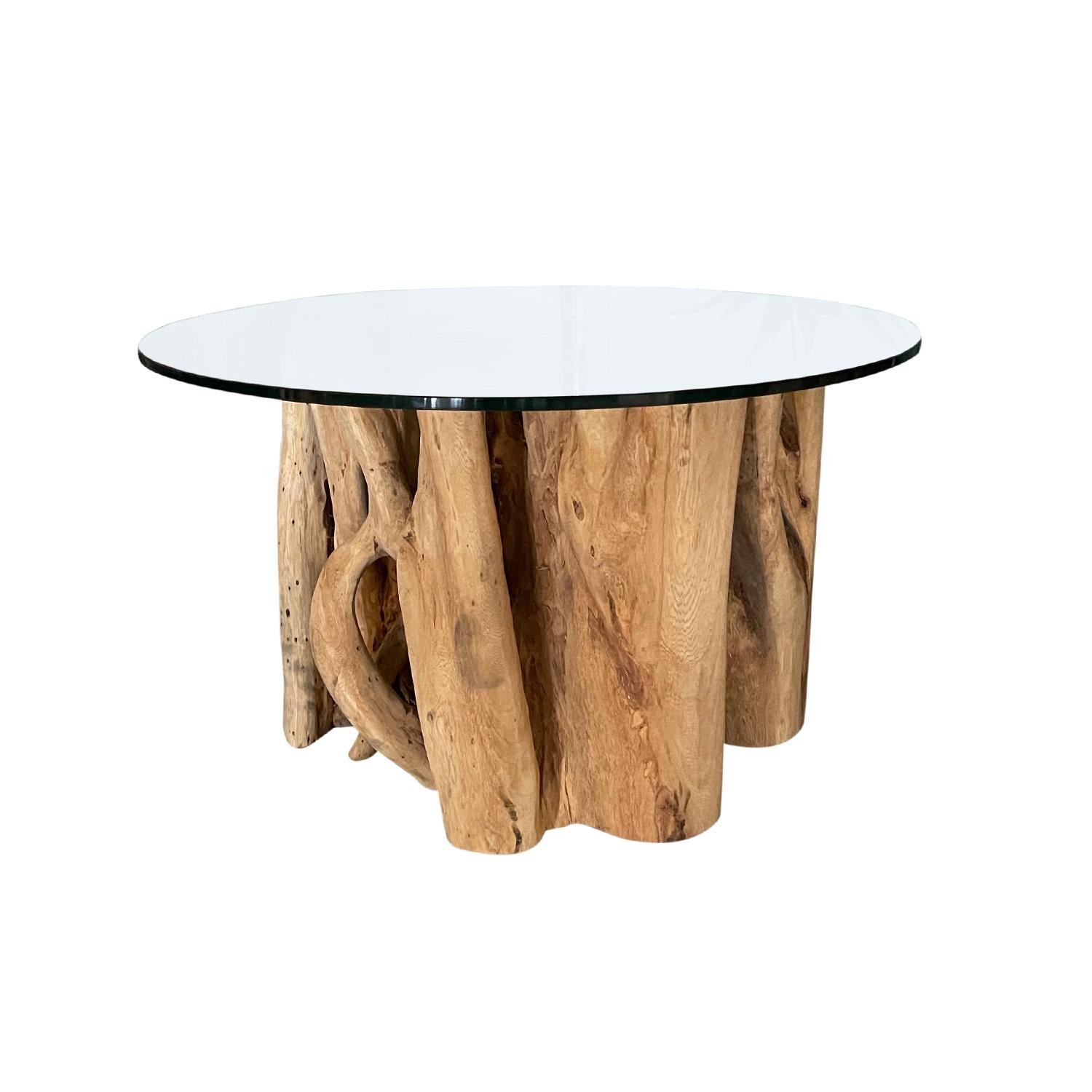 Mid-Century Modern Belgian Similar Set of Monkey Wood Coffee Tables - Liana Glass Tables For Sale