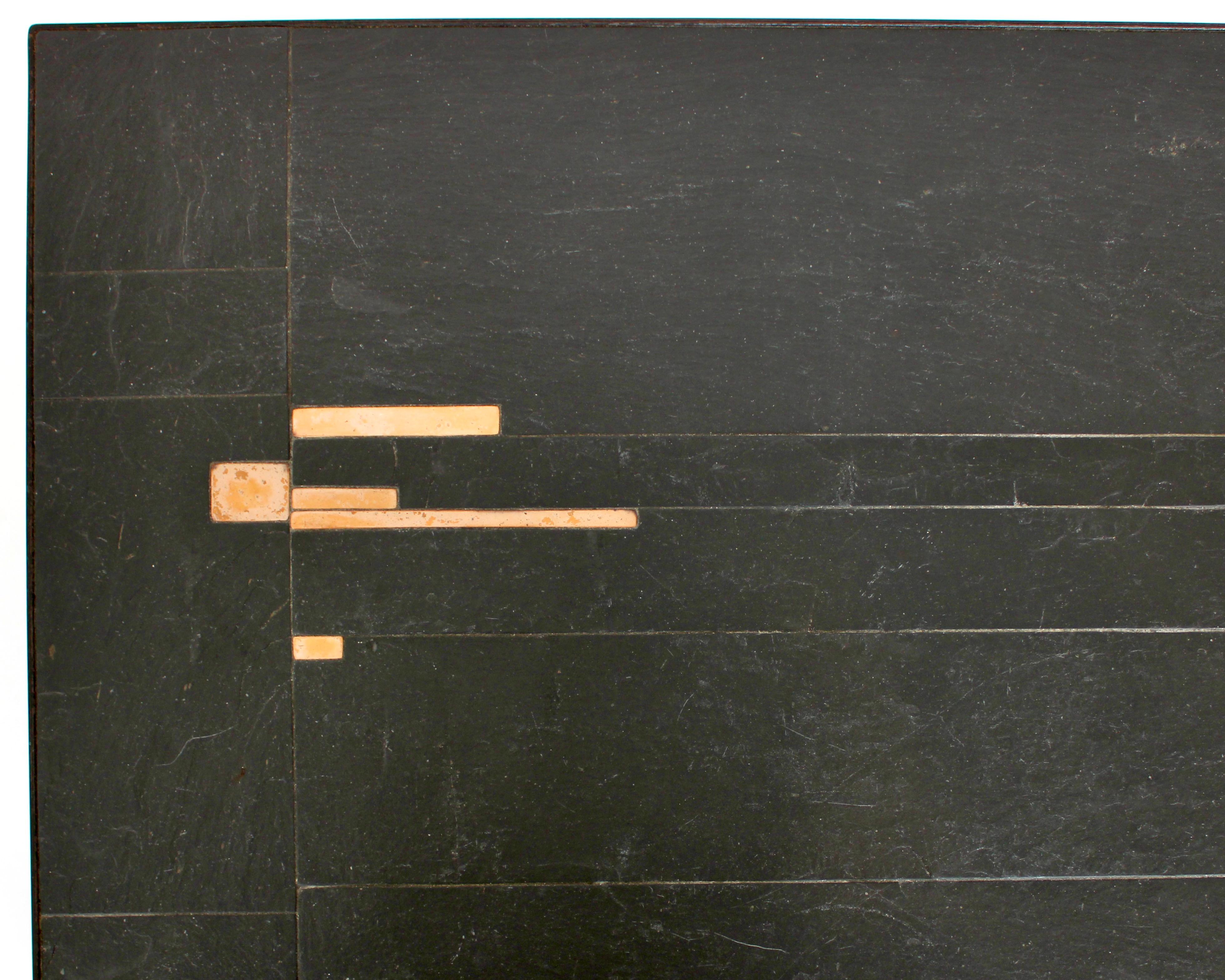 Belgian Slate and Enamel Accents Side or Small Coffee Table Attributed Pia Manu For Sale 3