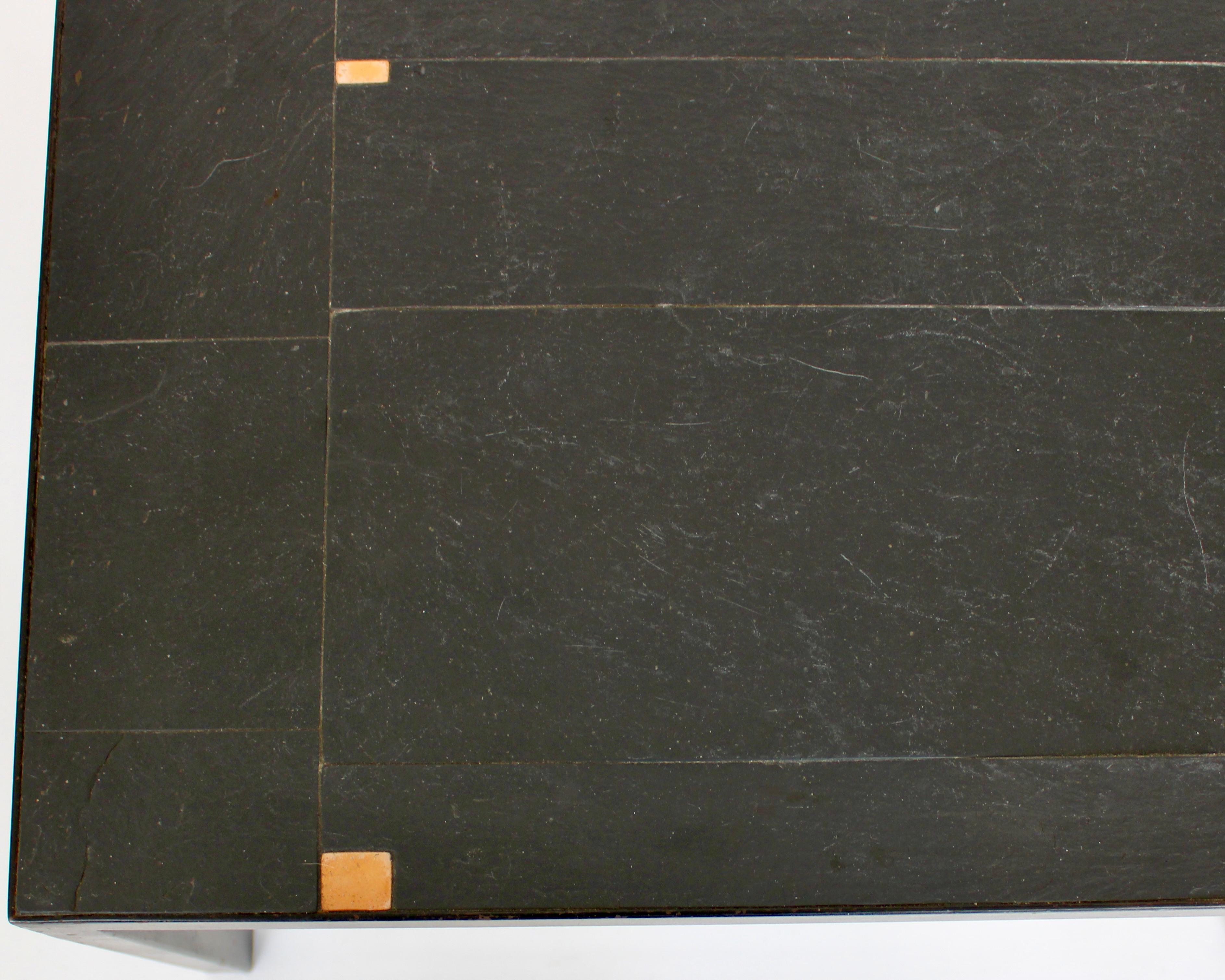 Belgian Slate and Enamel Accents Side or Small Coffee Table Attributed Pia Manu For Sale 4