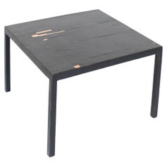 Belgian Slate and Enamel Accents Side or Small Coffee Table Attributed Pia Manu