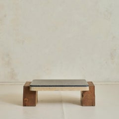Belgian Slate + Wood Coffee Table, 1970s