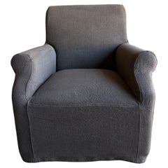 Belgian Stone Washed Linen Slip Covered Chair - Cafe Noir