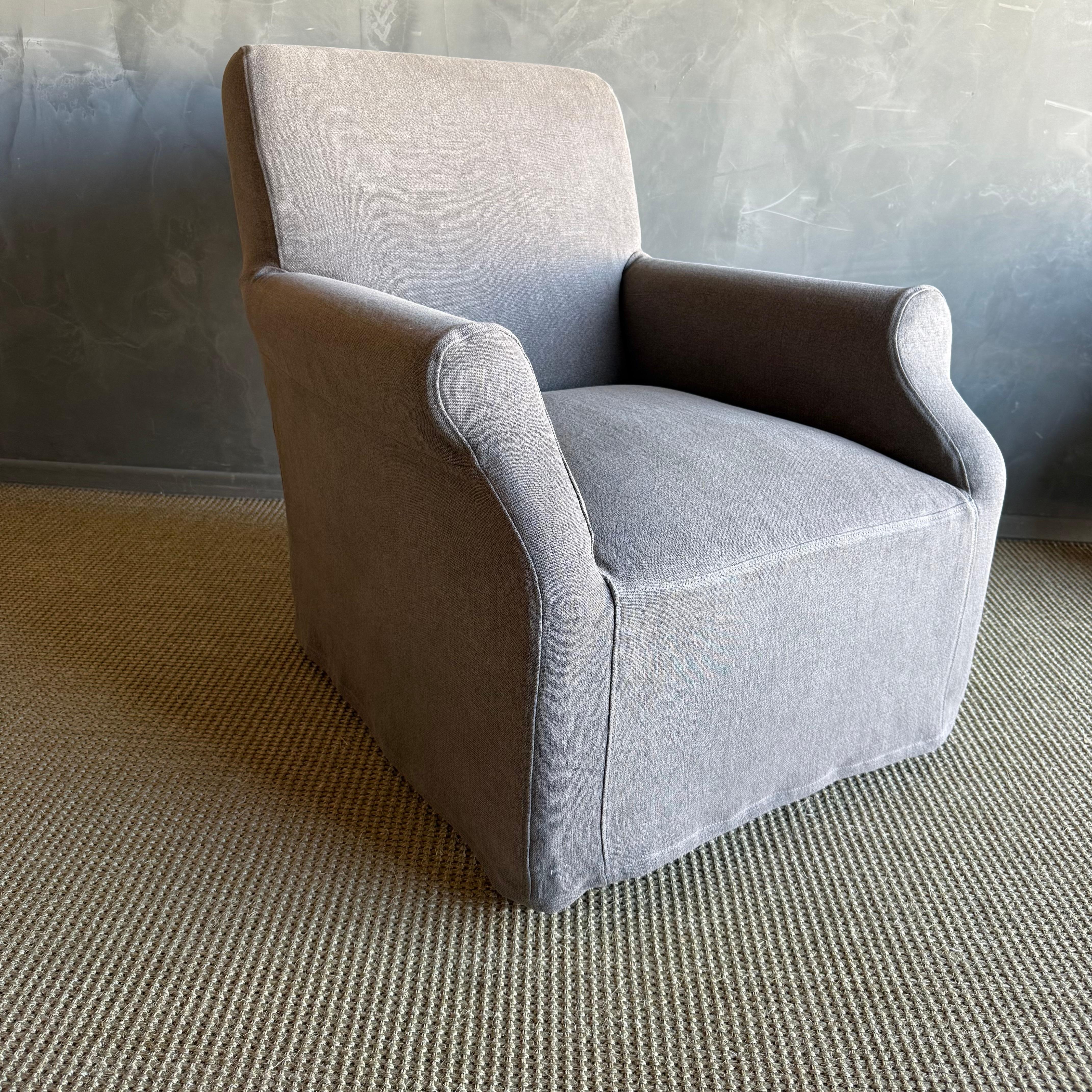 Coton Chaise en lin lavé à la pierre belge - Ecorce en vente