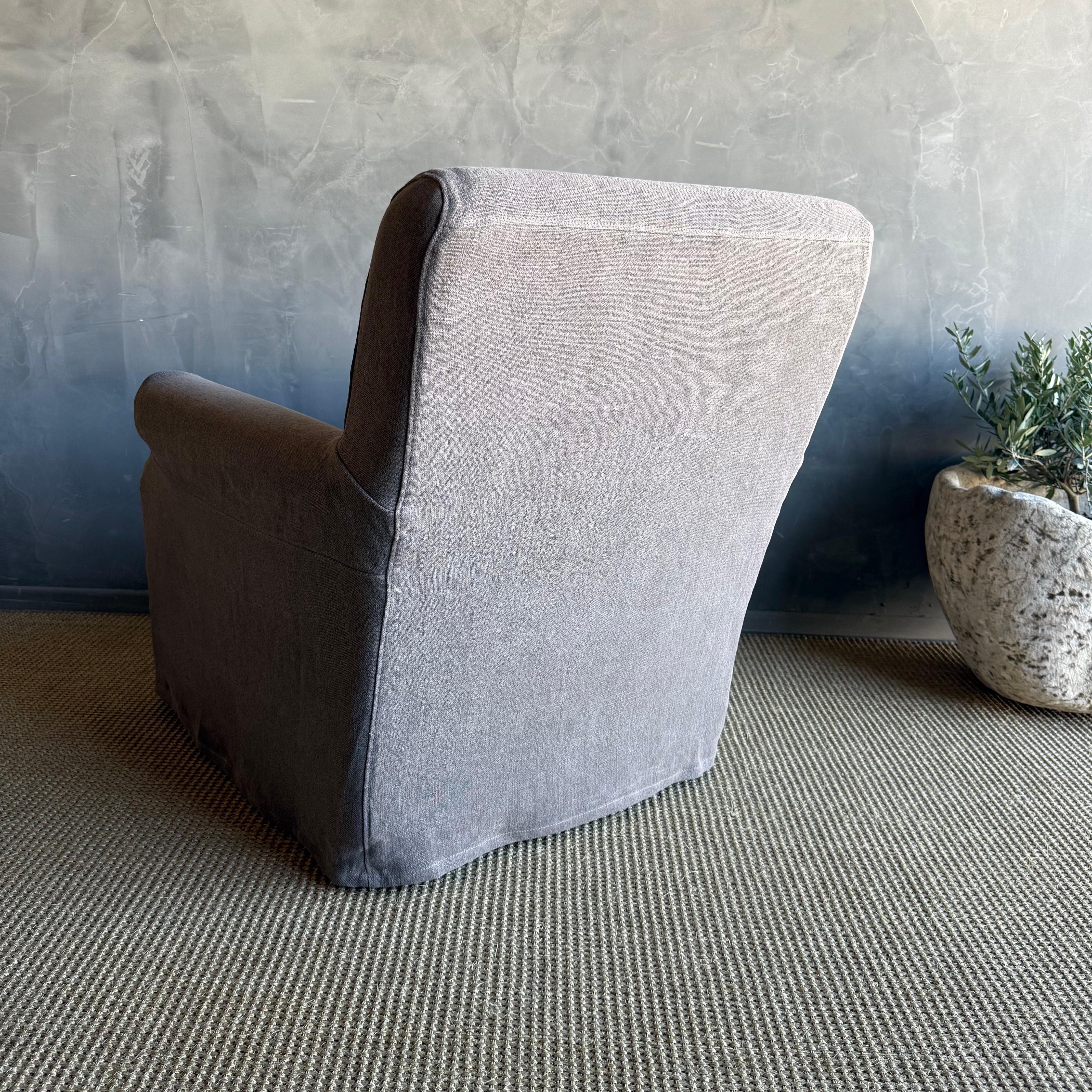 Chaise en lin lavé à la pierre belge - Ecorce en vente 2