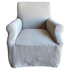 Belgian Stone Washed Linen Slip Covered Chair - Flax