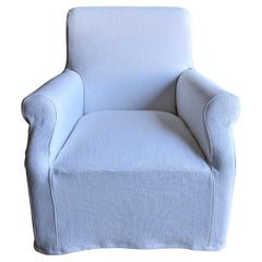 Belgian Stone Washed Linen Slip Covered Chair - White