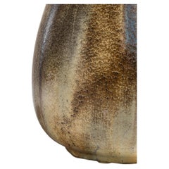 Belgian Stoneware Vase, Mottled Brown and Tan, 20th Century Design
