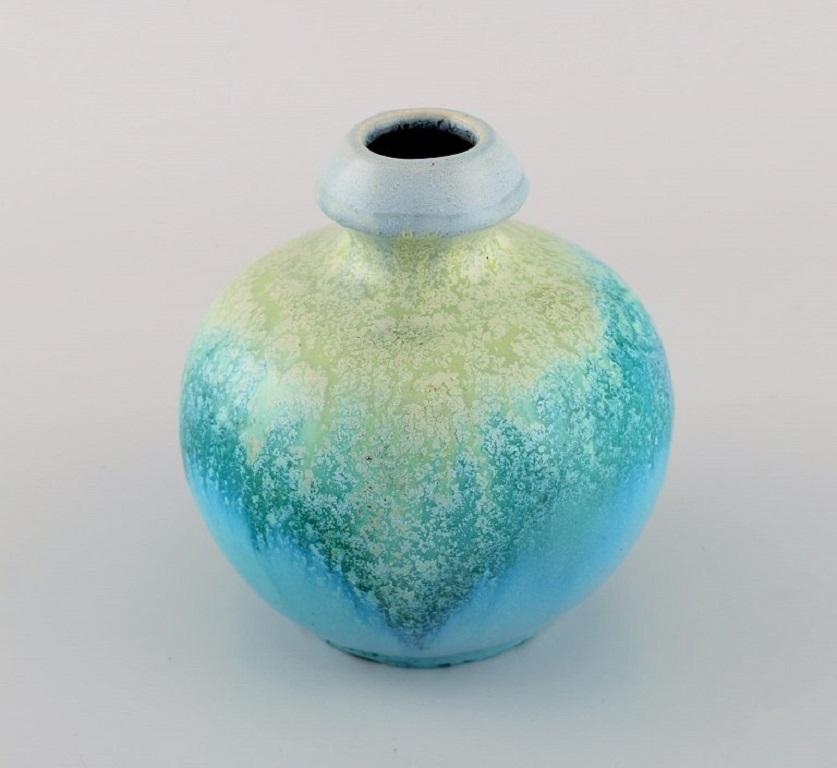 Modern Belgian Studio Ceramicist, Round Vase in Glazed Ceramics, 1960s/70s