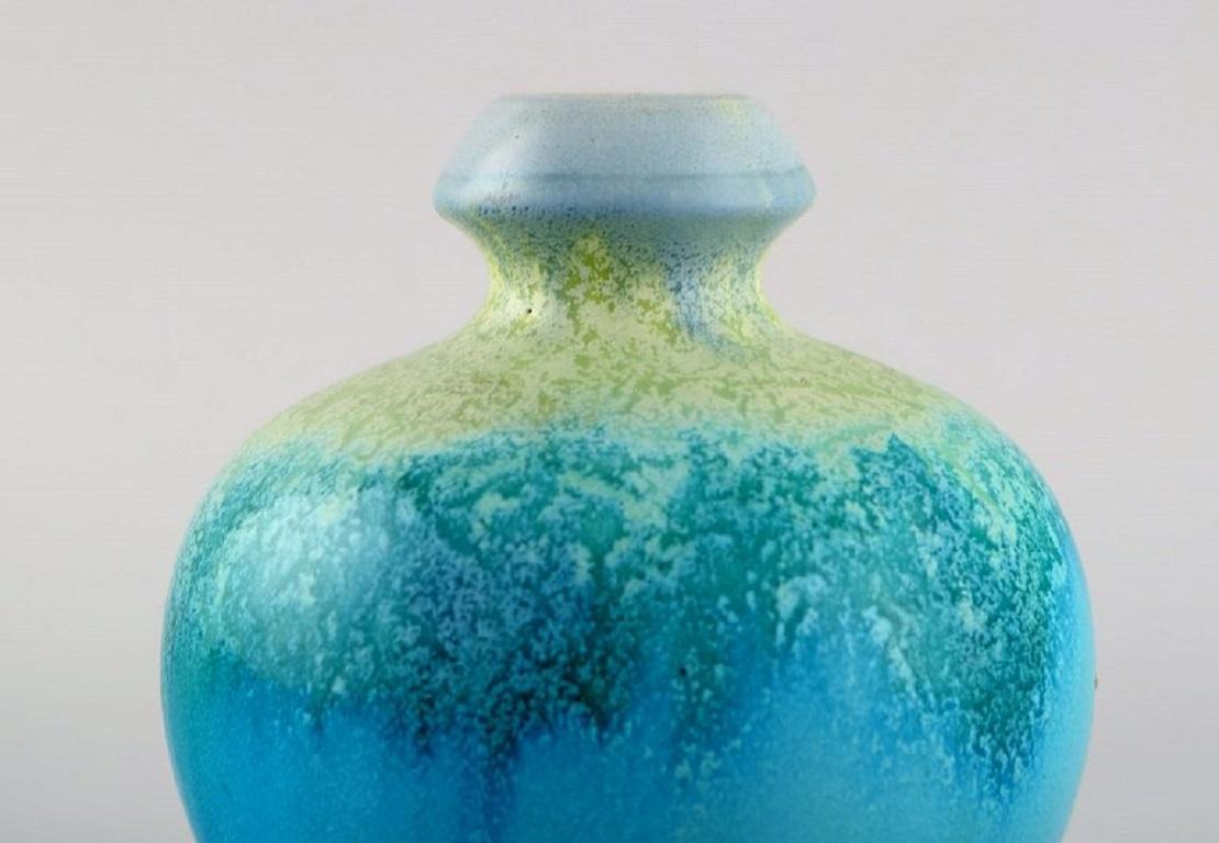 Belgian Studio Ceramicist, Round Vase in Glazed Ceramics, 1960s/70s In Excellent Condition For Sale In Copenhagen, DK