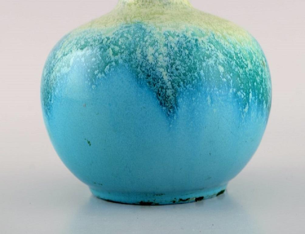 Mid-20th Century Belgian Studio Ceramicist, Round Vase in Glazed Ceramics, 1960s/70s For Sale