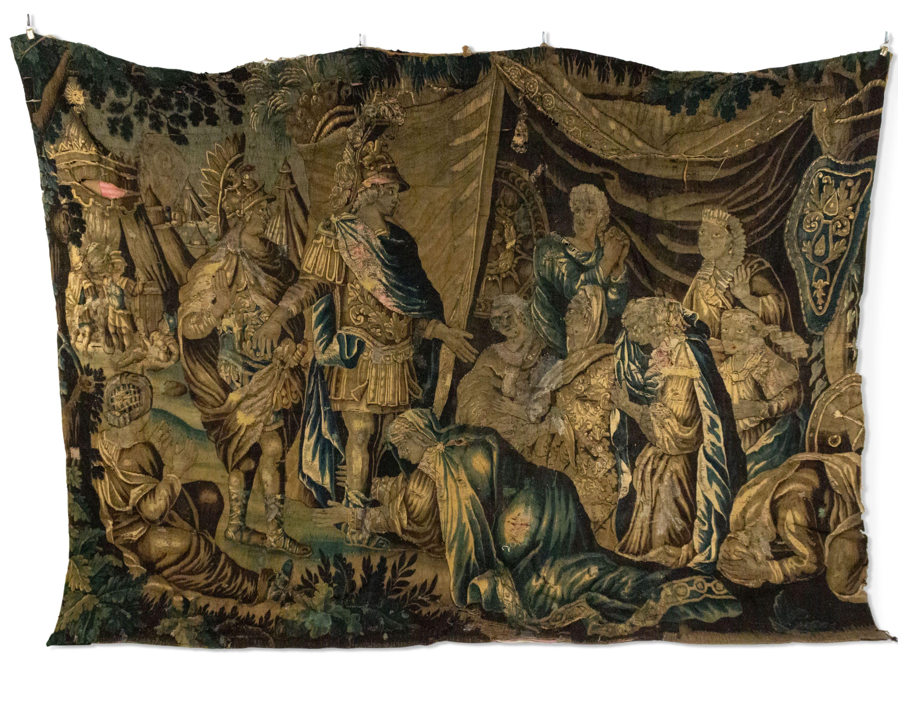 Belgian Style 17th Century Woven Tapestry of Soldiers For Sale 9