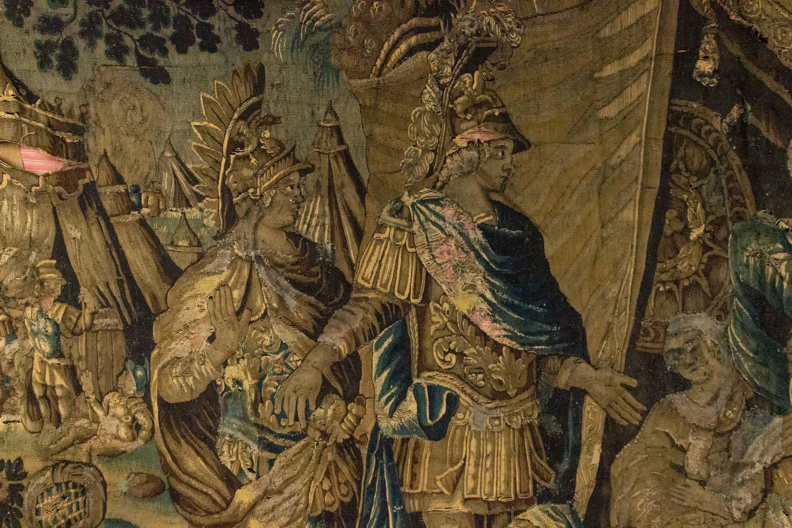 Other Belgian Style 17th Century Woven Tapestry of Soldiers For Sale
