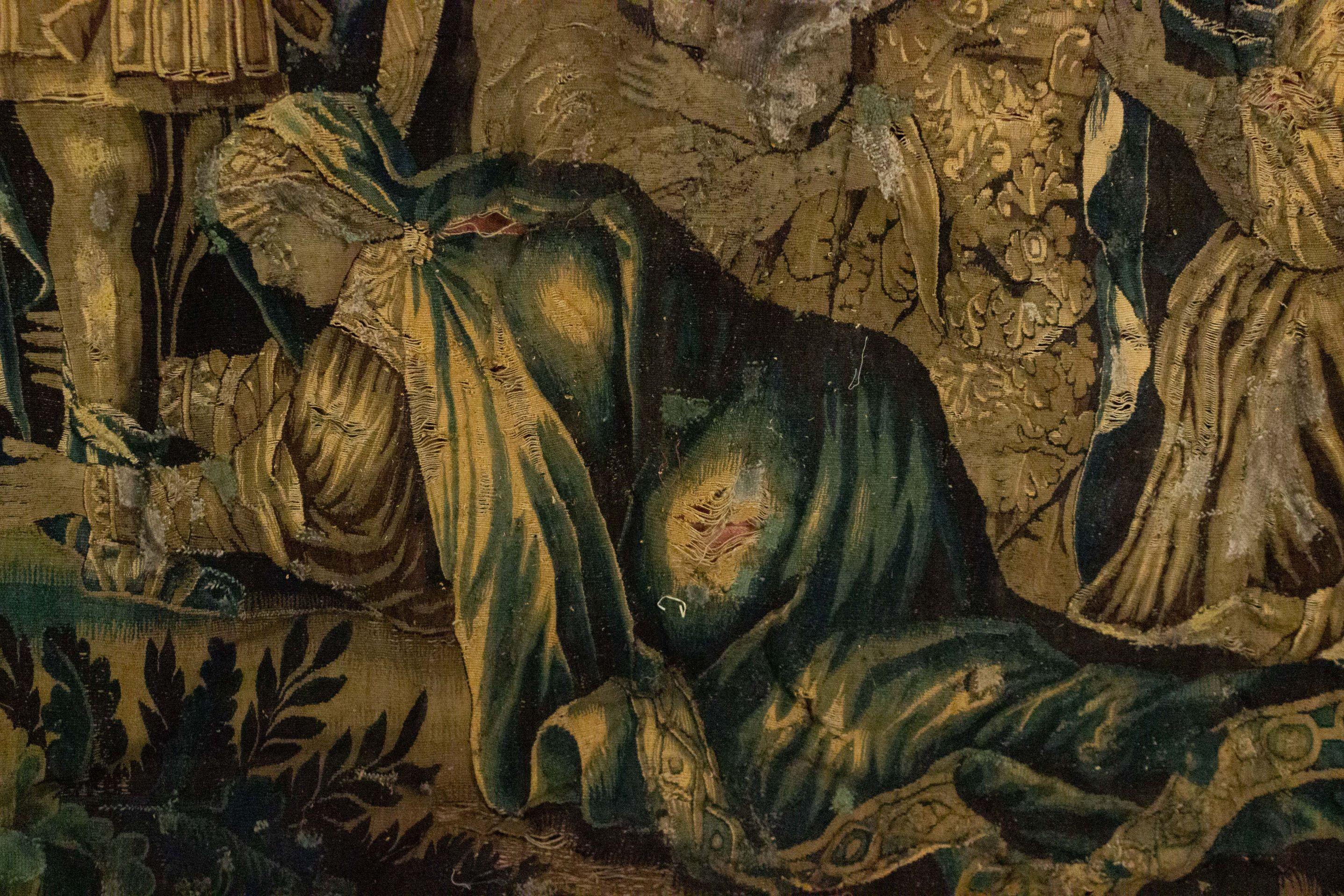 Belgian Style 17th Century Woven Tapestry of Soldiers For Sale 4