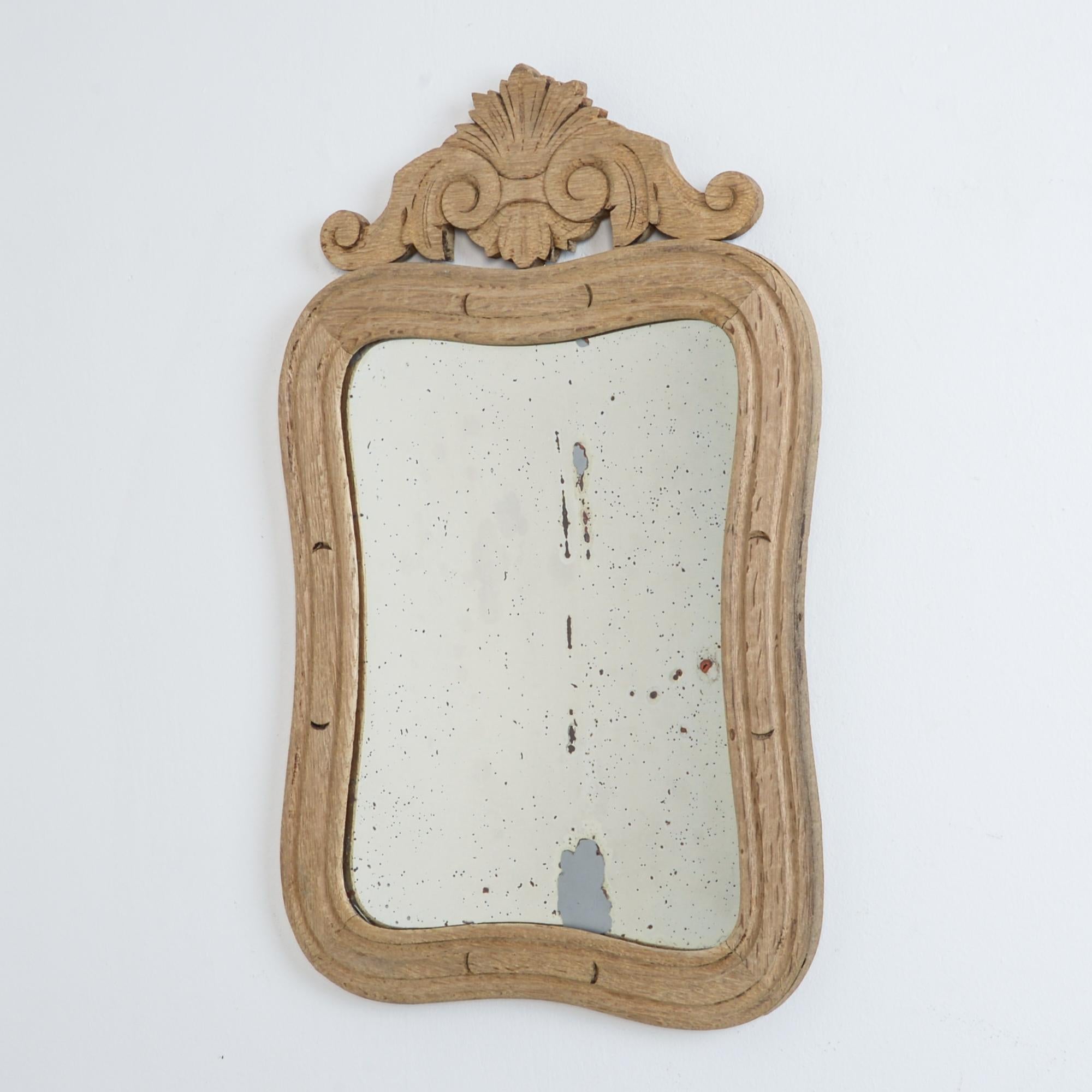 Belgian Bleached Oak Mirror In Good Condition In High Point, NC