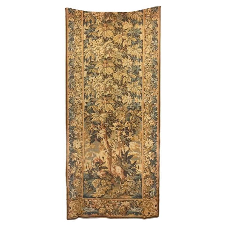 Belgian Style Woven Tapestry with Flowers and Birds