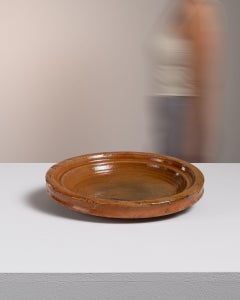 Belgian Terracotta Studio Pottery Bowl with Amber Glaze, 20th Century