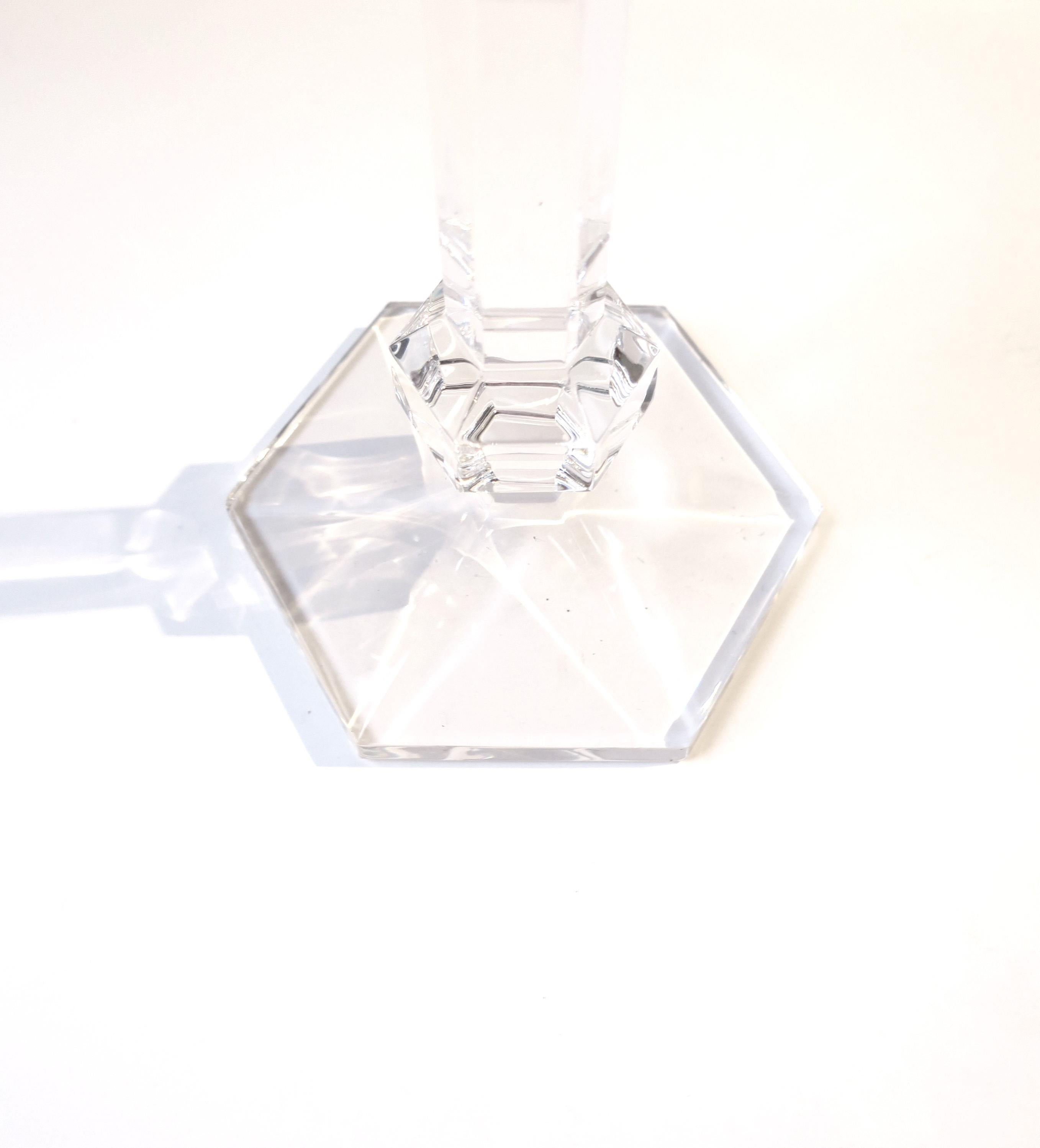 Contemporary Belgian Val Saint Lambert Crystal Candlestick Holder For Sale
