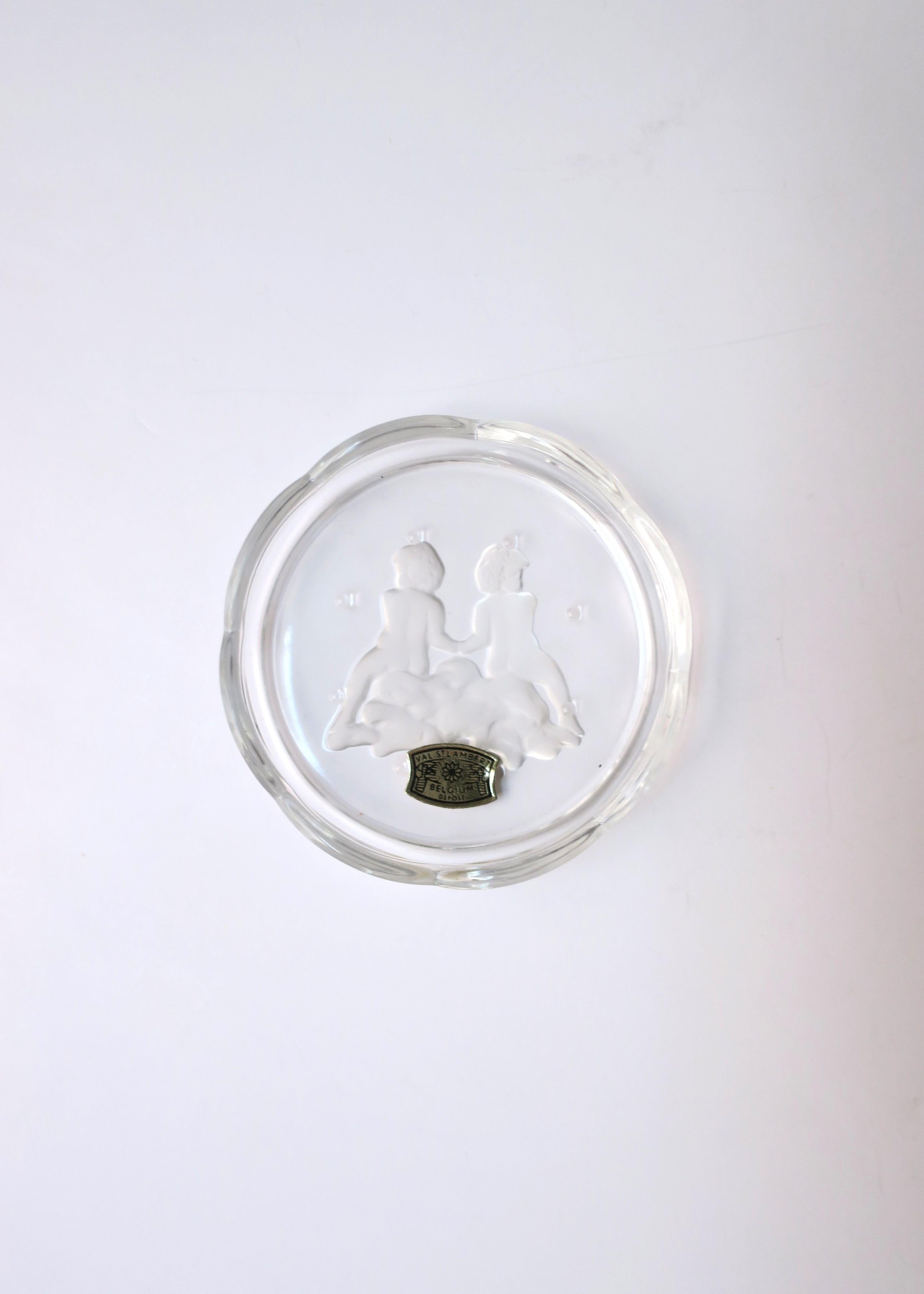Belgian Val Saint Lambert Crystal Zodiac Cocktail Drinks Coasters For Sale 9