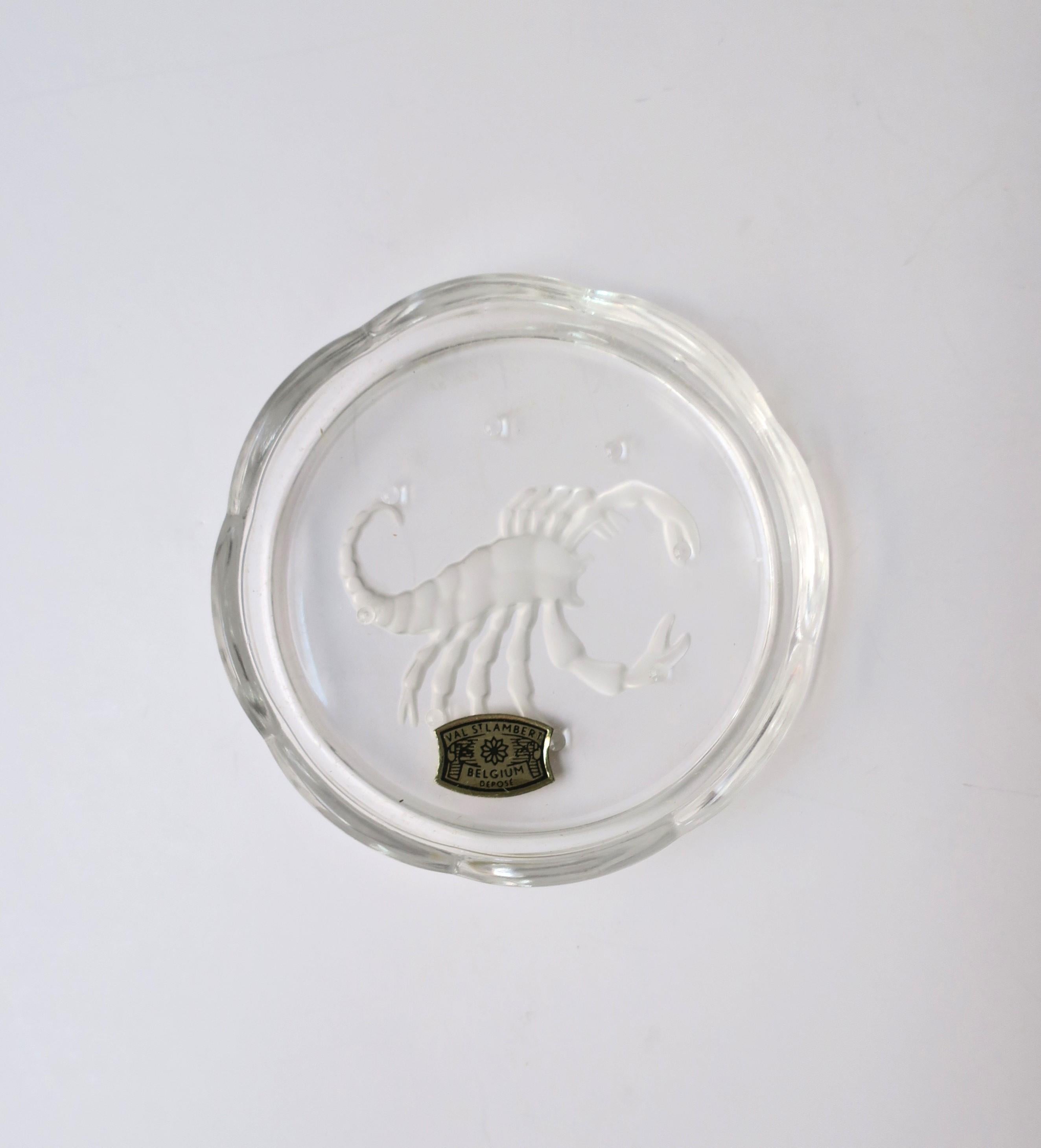 Belgian Val Saint Lambert Crystal Zodiac Cocktail Drinks Coasters For Sale 3