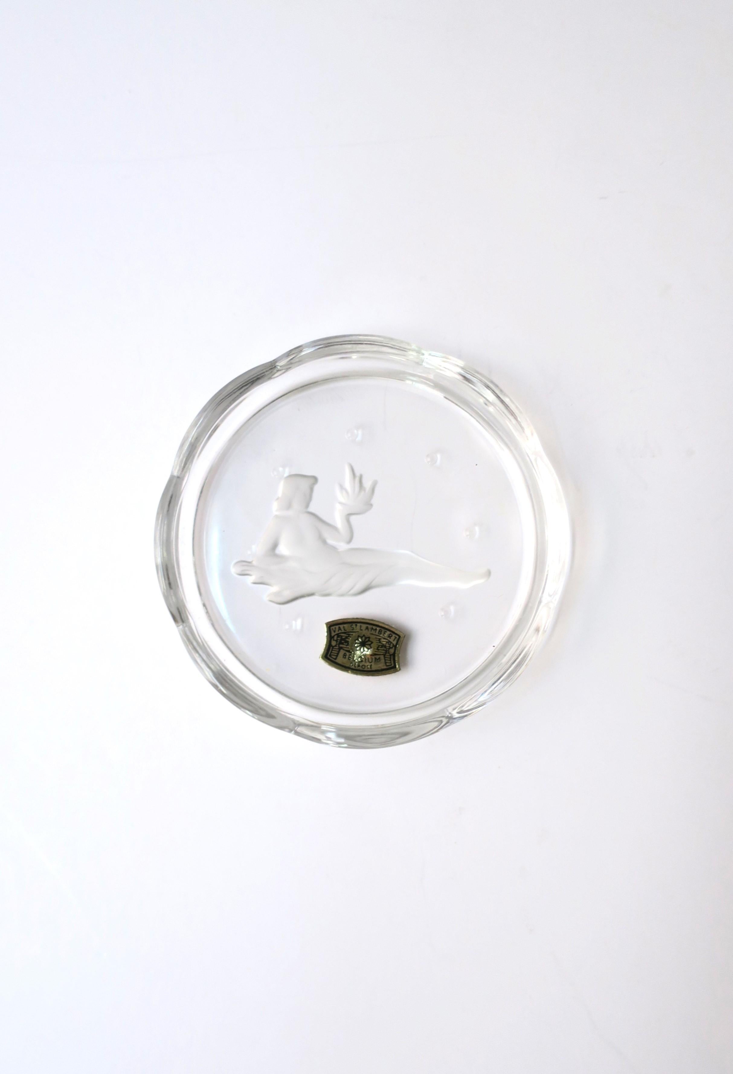Belgian Val Saint Lambert Crystal Zodiac Cocktail Drinks Coasters For Sale 4