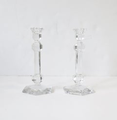 Belgian Crystal Candlesticks Holders Val Saint Lambert, Pair