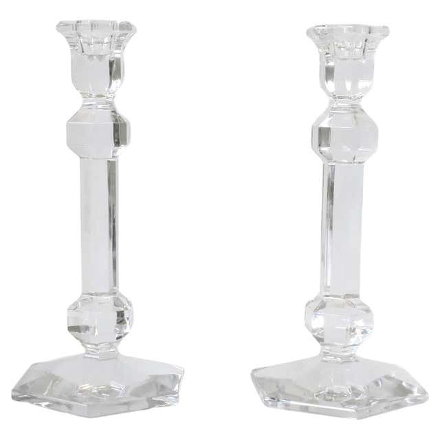 Kosta Boda Vintage Crystal Candle Holders, Mid-Century Design For Sale ...