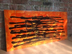 Belgian Vintage Modernist Hand Painted Ceramic wall art by Juliette Belarti 1960