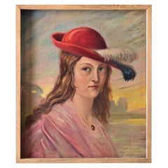 Belgian Vintage Portrait Painting by Delescluze
