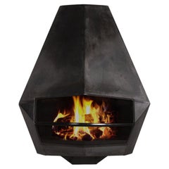 Vintage Belgian Wall-Mounted Modern Fire Place in Sheet Steel