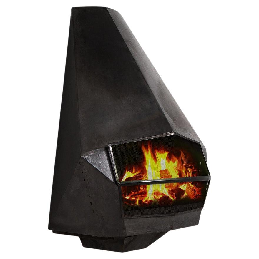 Belgian Wall-Mounted Modern Fire Place in Sheet Steel