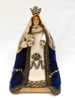 Belgian Wax Chapel Statue of the Virgin Mary, circa 1900